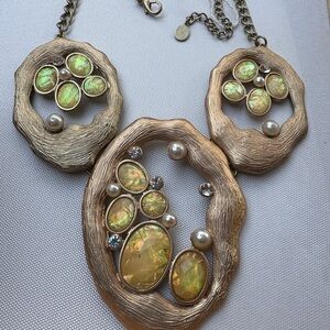 Vintage Lucia triple looped opal pendant necklace